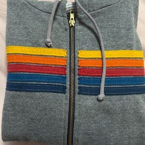 💙🧡💙Gray Aviator Nation Gray Hoodie with Rainbow Stripes🧡💙🧡